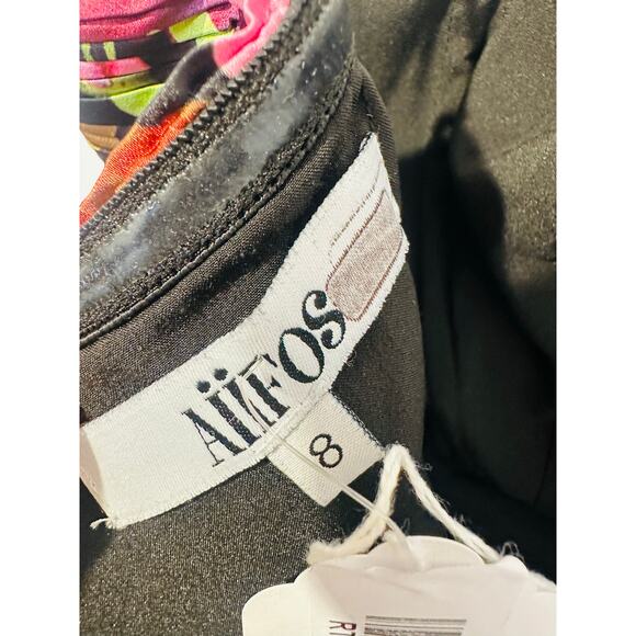 AIIFOS Black Floral A-Line Sleeveless Halter Neck Adrianna Gown size 8 - Picture 11 of 16